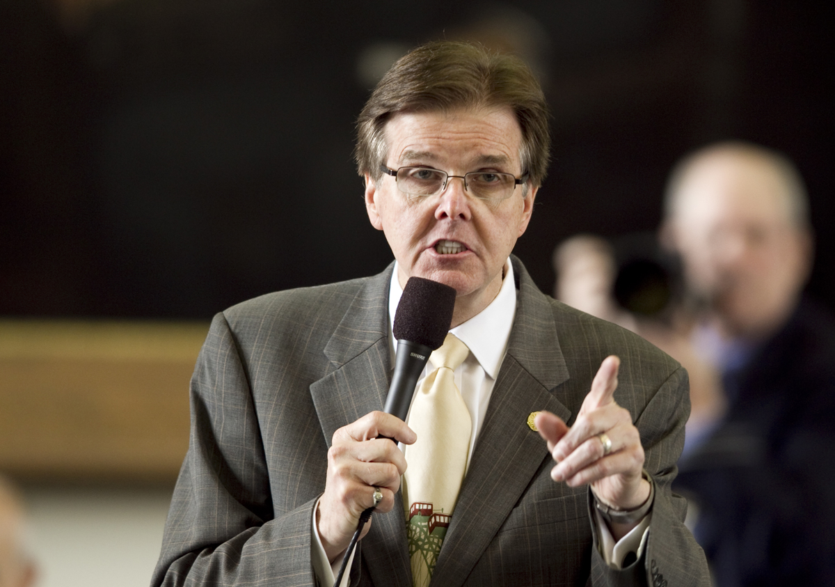 Sen. Dan Patrick R-Houston, listens to debate on SB1380 which relates to placement of video monitoring cameras in certain classrooms were students receive special services on April 4th, 2013
