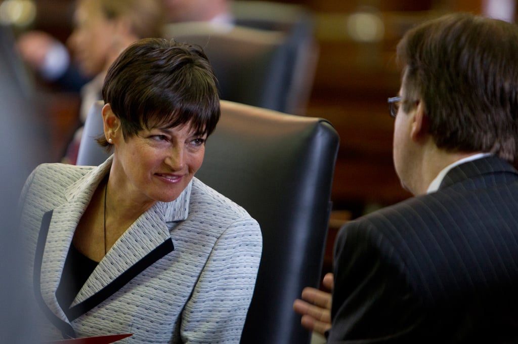 Freshman Sen. Donna Campbell, R-San Antonio, listens to Sen. Dan Patrick, R-Houston on January 9, 2013.