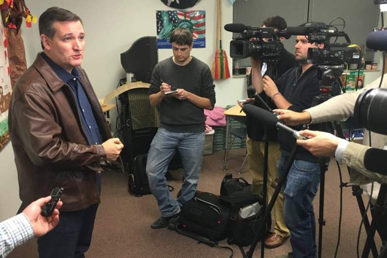 U.S. Sen. Ted Cruz speaks with reporters during an event in Iowa on Nov. 28, 2015.