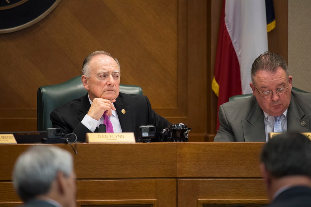 Texas House Pensions Committee Chairman Dan Flynn, R-Canton, listens to testimony on April 3, 2017.