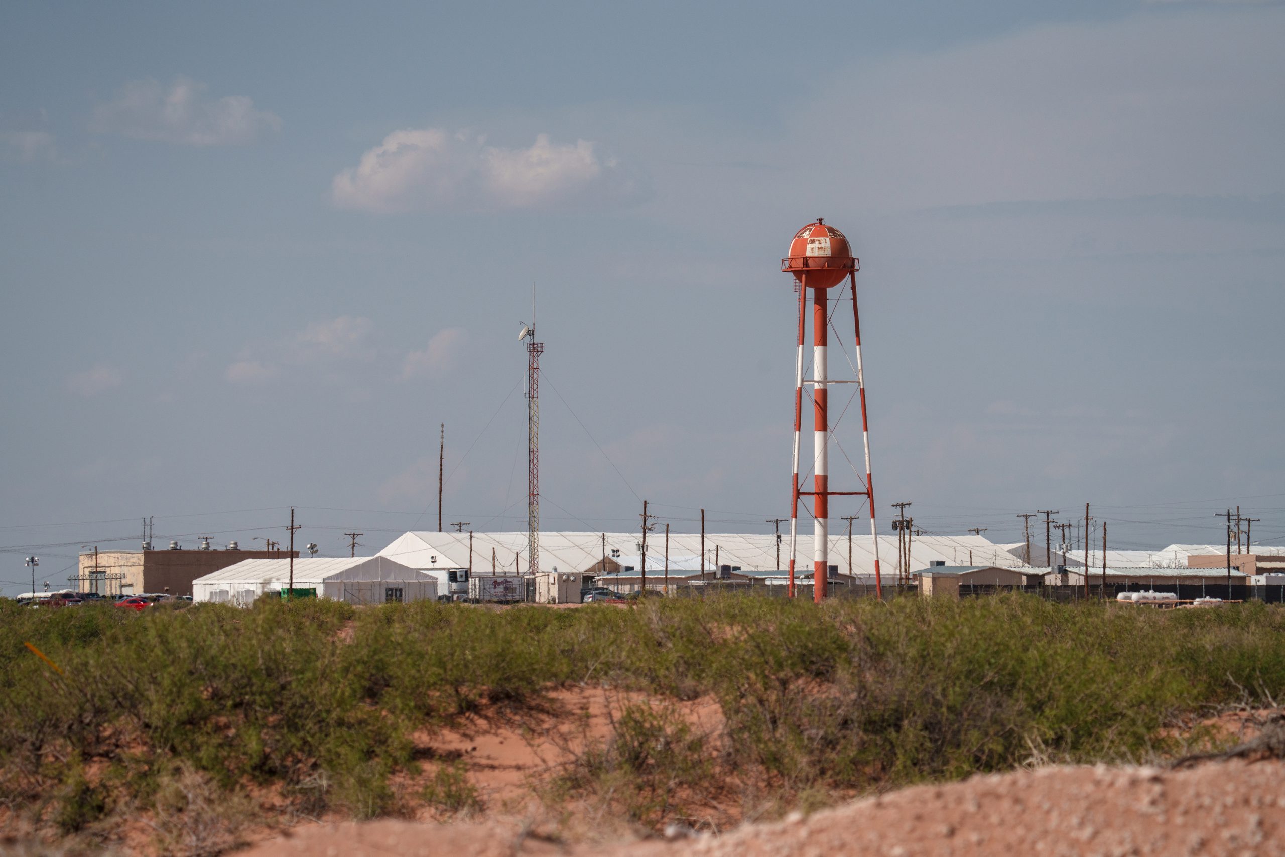 Camp East Montana, site of a migrant detention center on Fort Bliss in East El Paso, under construction in East El Paso on August 11, 2025.