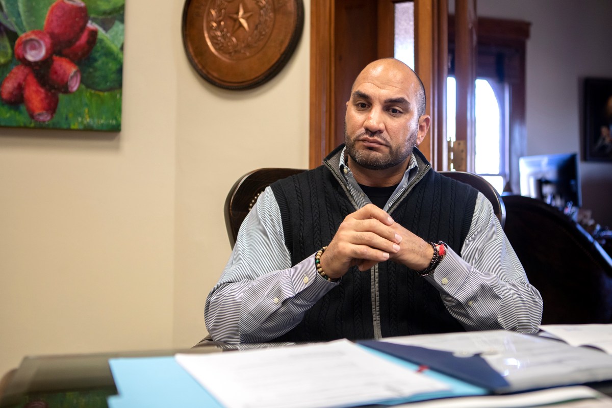 Webb County Judge Tano Tijerina in his office in Laredo on Feb. 13, 2020.