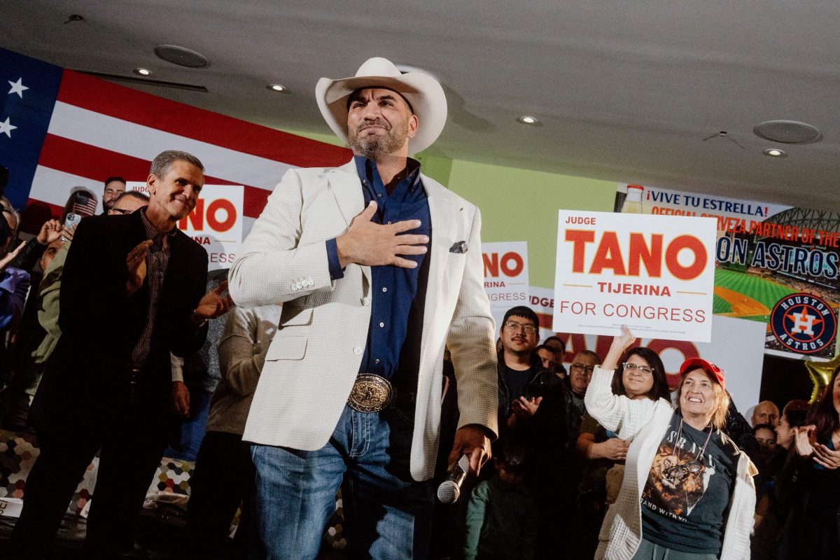 Webb County Judge Tano Tijerina holds a campaign event in Laredo on Dec. 2, 2025, where he announced that he will run for Congress to unseat U.S. Rep. Henry Cuellar and turn the South Texas district red.
