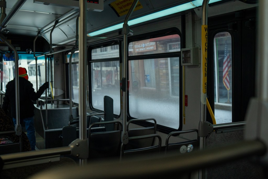 Dallas Area Rapid Transit buses were still running during the storm on Saturday.