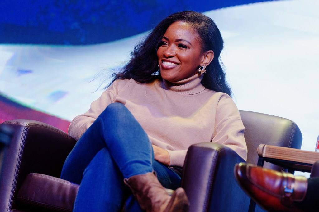 U.S. Rep. and candidate for U.S. Senate Jasmine Crockett speaks at New Creation Christian Fellowship in San Antonio on January 11, 2026.