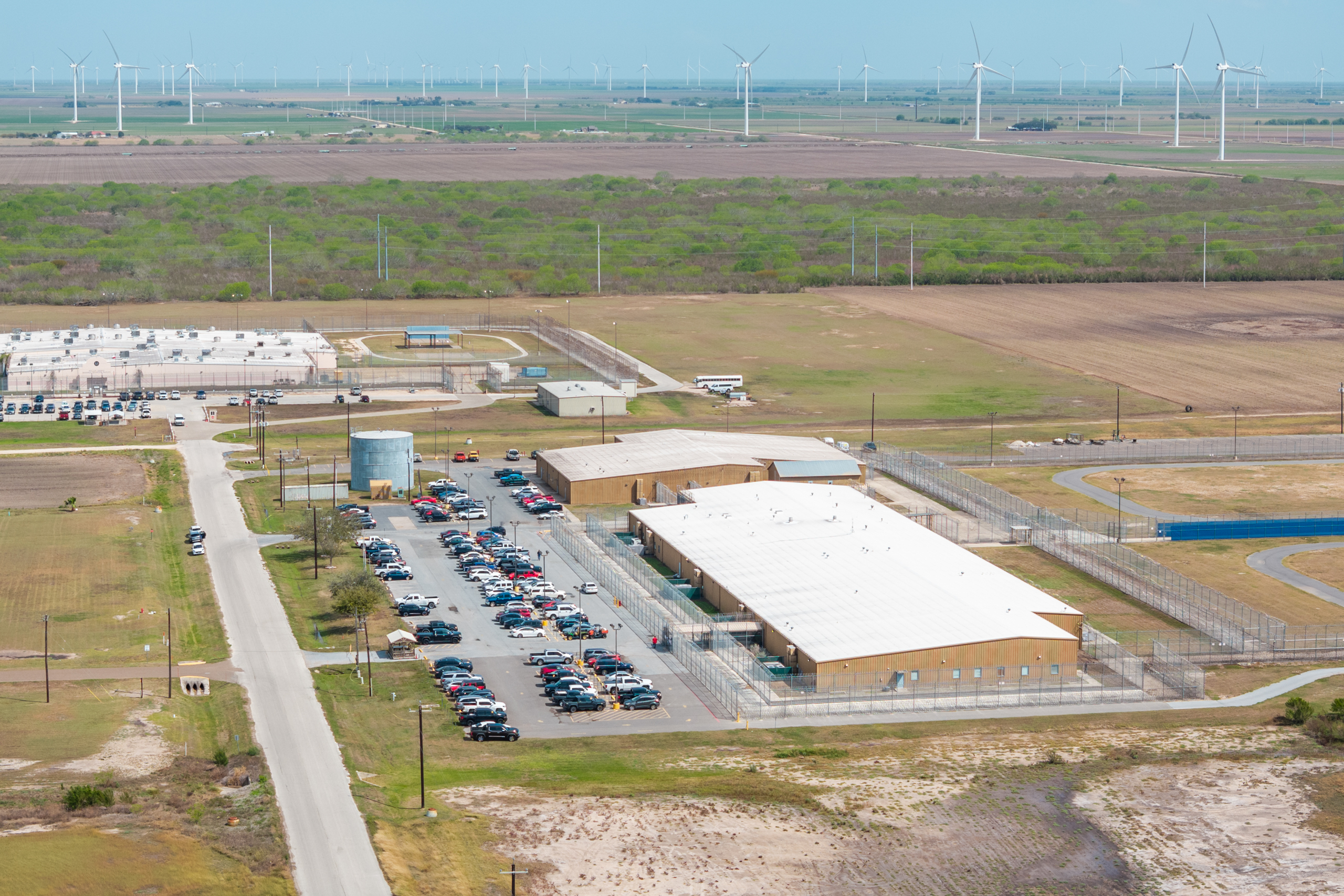 An aerial view of the El Valle Detention Facility in Raymondville on March 9, 2026.
