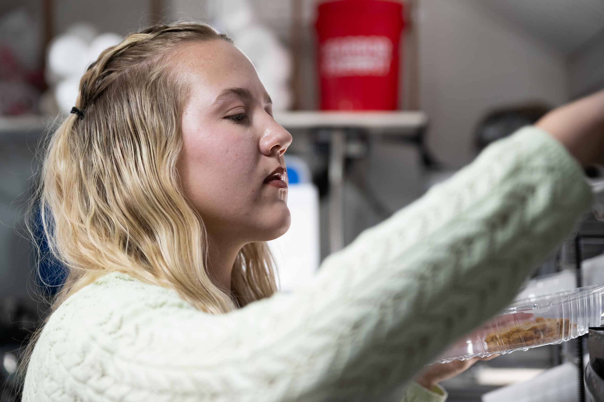 Marianne Hendricks prepares a customers order.