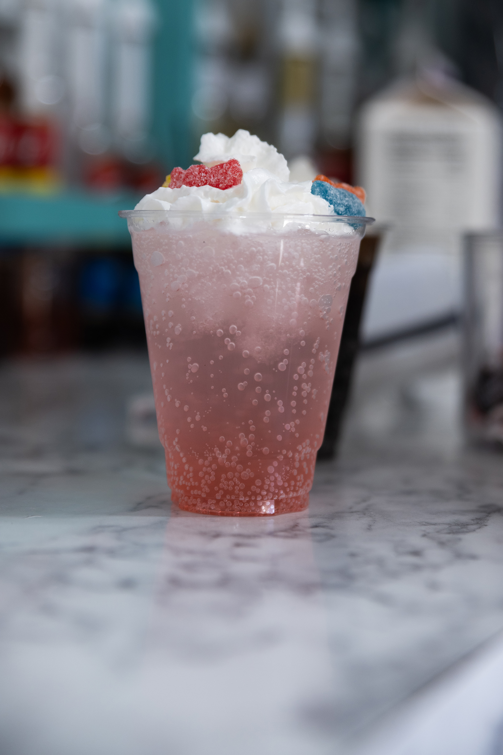 A prepared drink sits on the counter waiting to be served at Sweet Sipz.