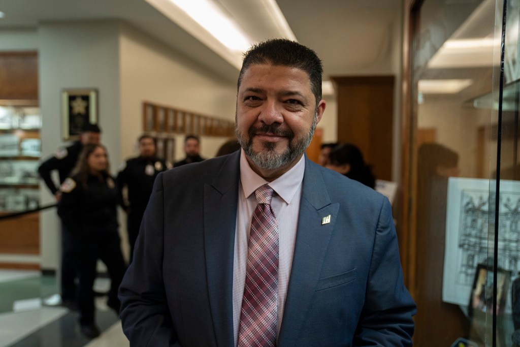 McAllen city commissioner Rudy Castillo outside of the City Council chambers in McAllen on April 13, 2026.