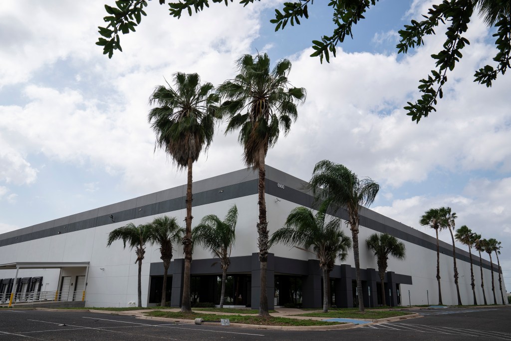 A building being considered as a site for an immigrant detention center, in McAllen on April 13, 2026.