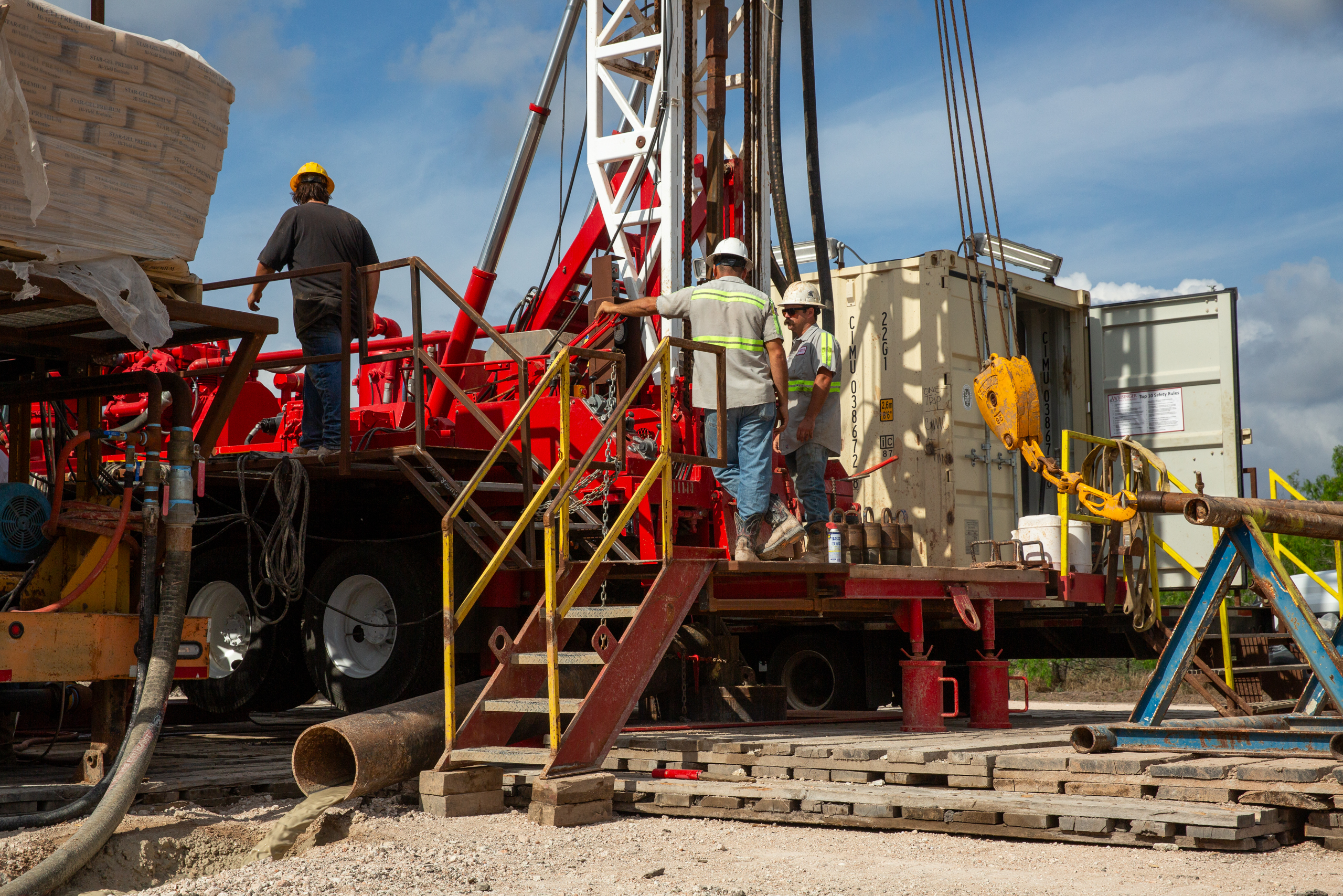 A crew with Weisinger drills an emergency water well for the city of Corpus Christi on March 31.