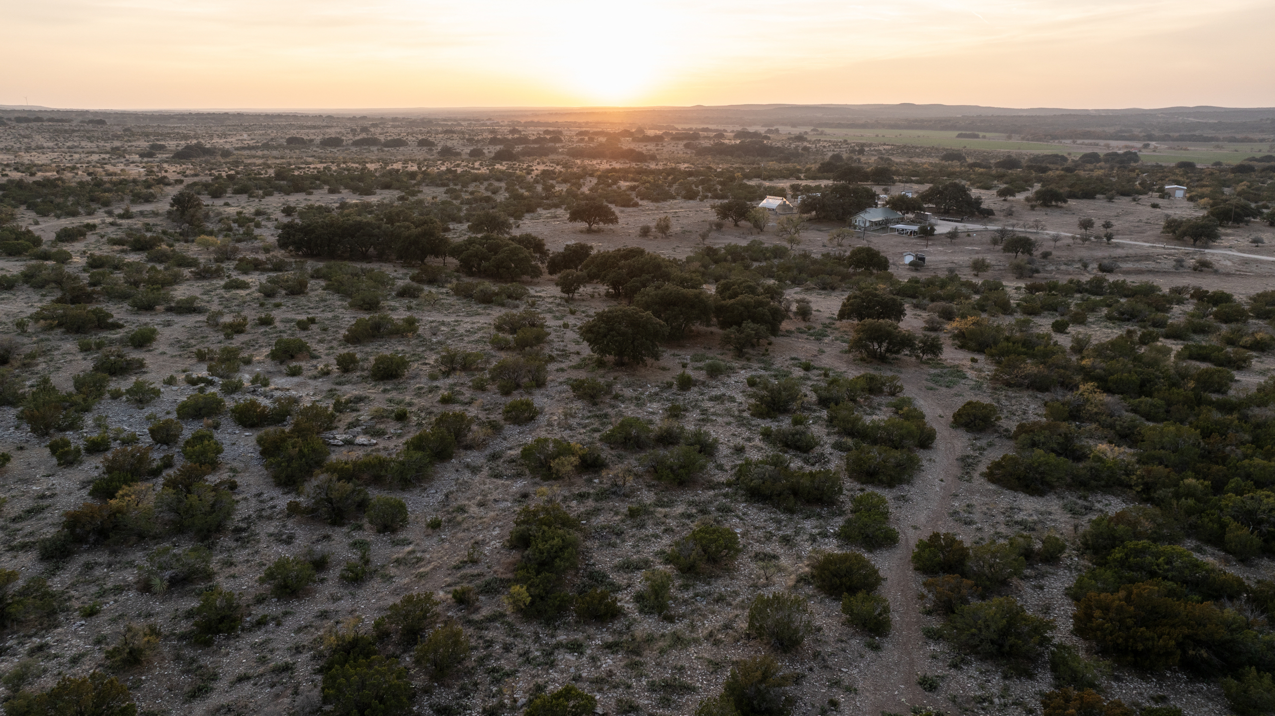 An aerial view of Jackie Lynn Chestnutt’s property in Knickerbocker, Texas on Tuesday, November 18, 2025. A large number of orphan oil wells are dotted around her property, causing worry that ground water could be contaminated by leeching oil, produced water or chemicals.