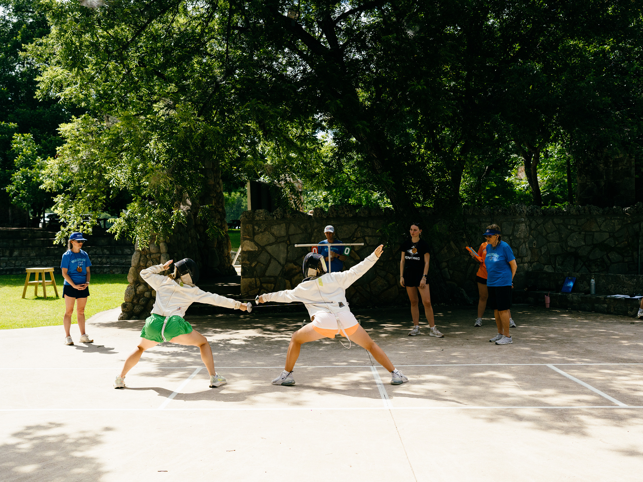 Campers during fencing practice at Camp Waldemar in Hunt, Texas on June 13, 2026.