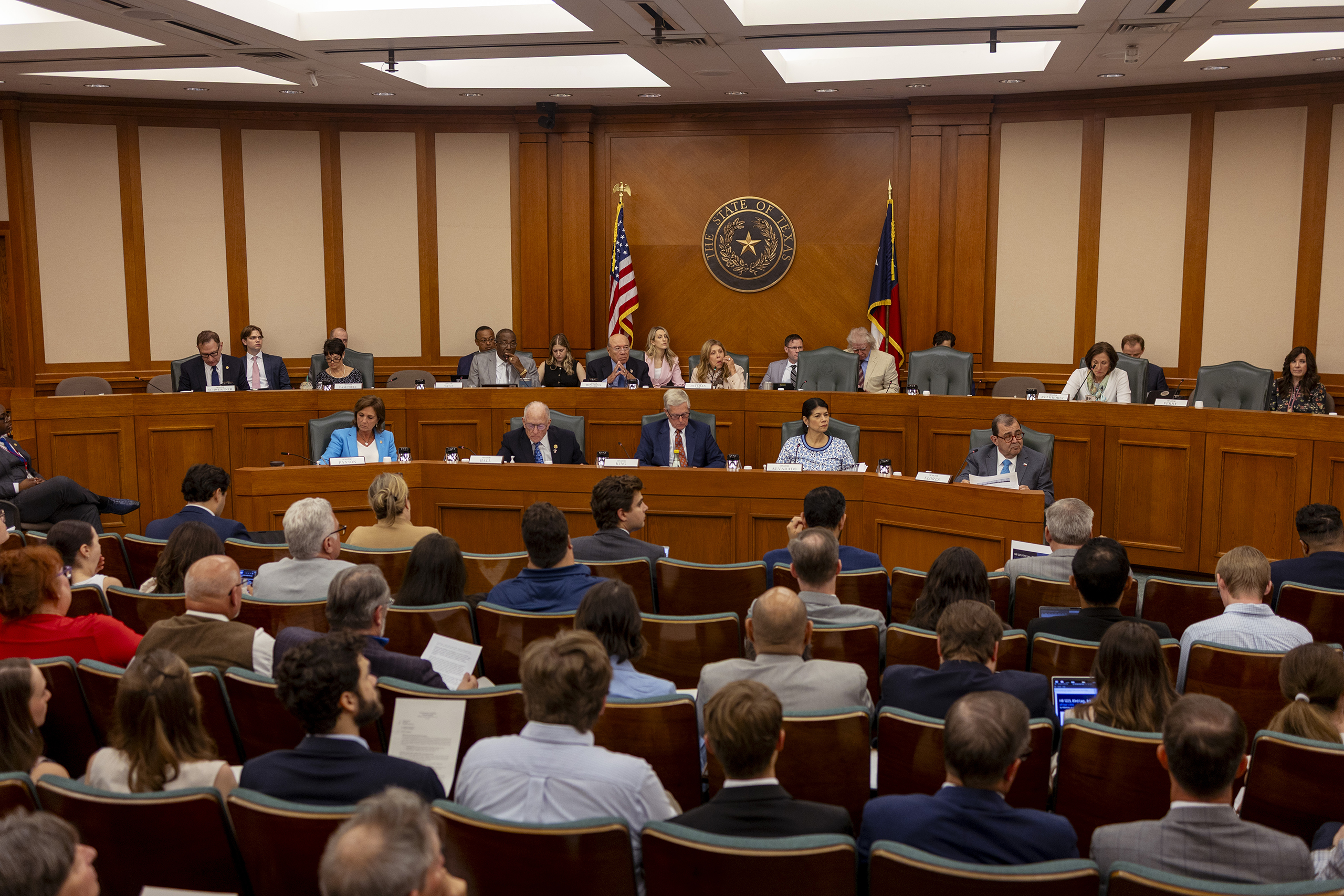 The Senate Finance Committee listens to invited testimony regarding previously authorized tax breaks for data centers on Monday, July 27, 2026.