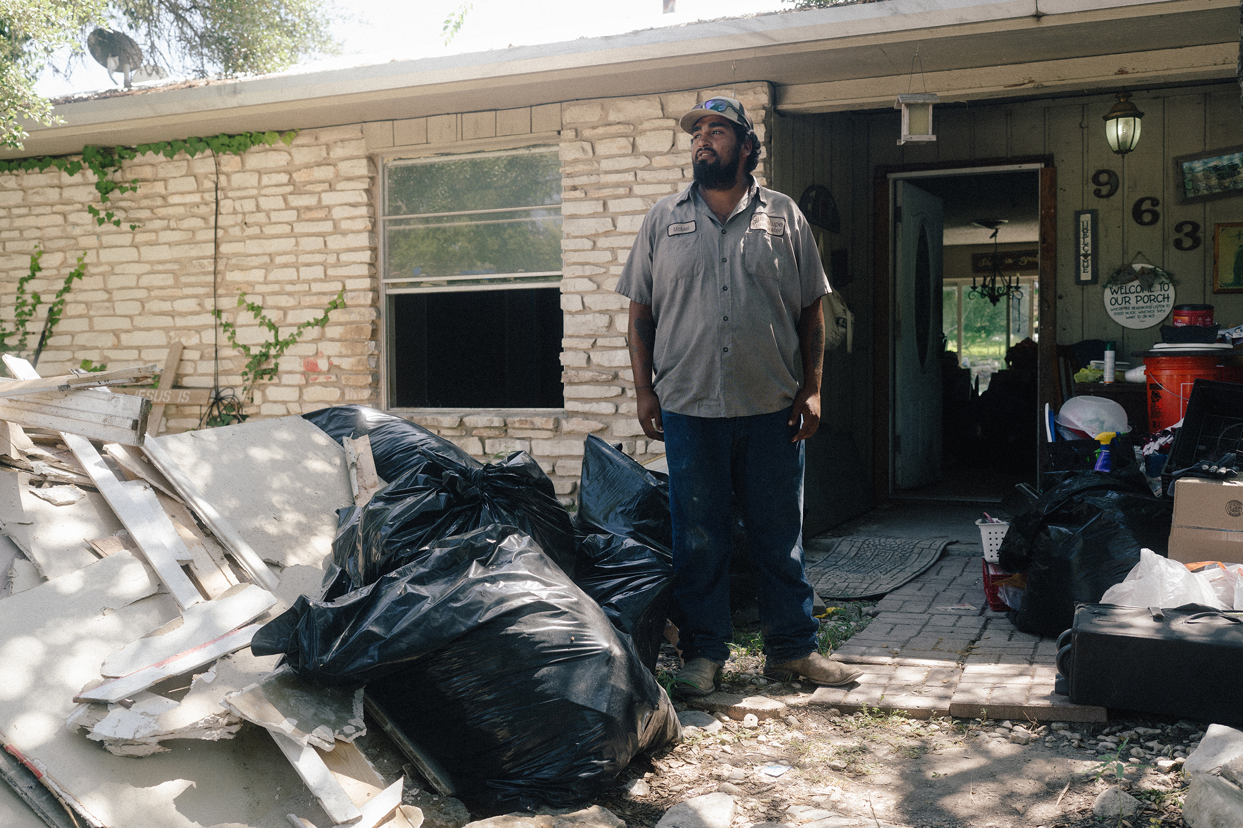 Michael Ybarra outside of his home, which flooded during the July 16 flood, in Kerrville, Texas on July 28, 2026.