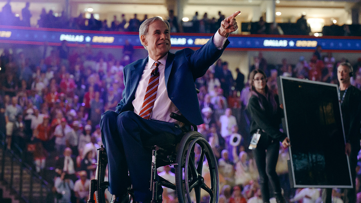 Gov. Greg Abbott speaks at the 2026 Republican Convention in Dallas, Texas on Sept. 10, 2026.
