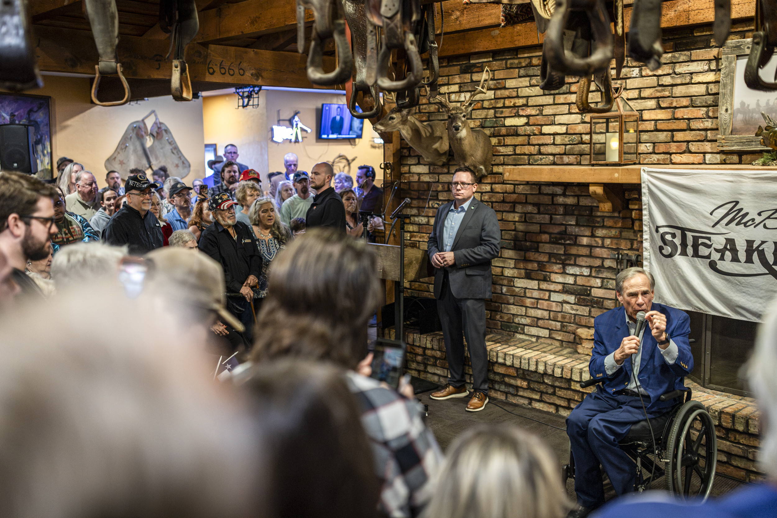 Gov. Greg Abbott speaks during a midterm election campaign event at Wichita Falls on Oct. 26, 2026.