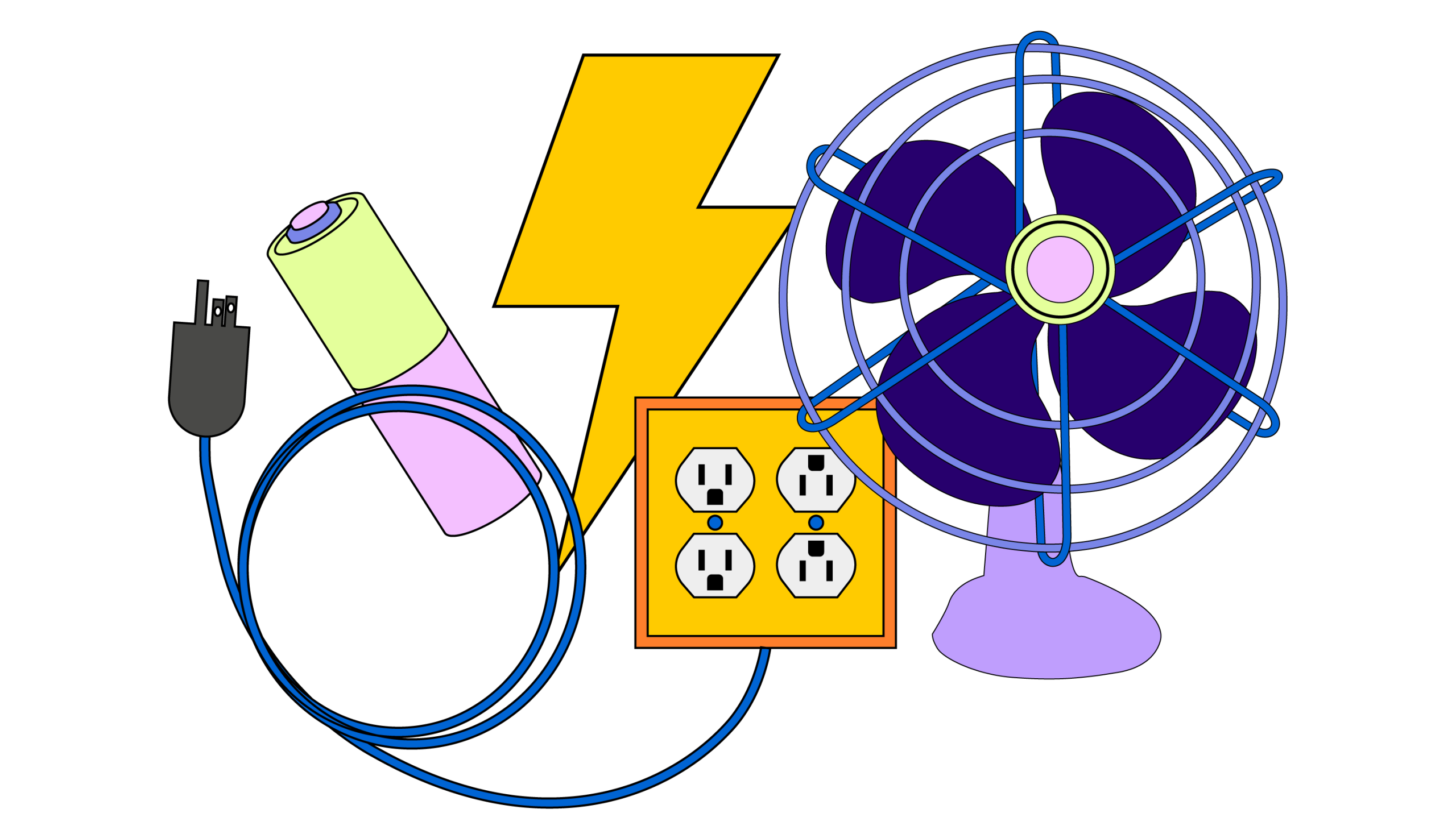 An illustration of various items evocative of the